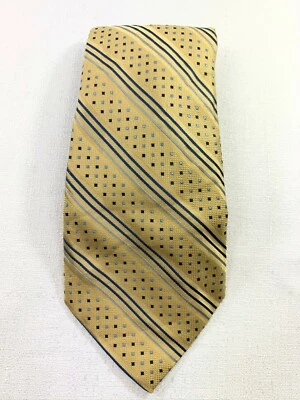 Бирманский шелковый галстук Bibas желтая квадратная полоса галстук - Изображение 1 из 3
