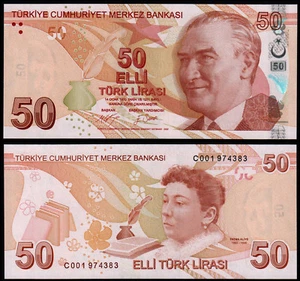 TURKEY 50 LIRA (P225c) 2009 FIRST PREFIX C001 UNC - Picture 1 of 1