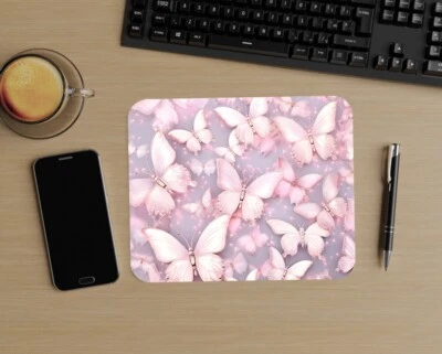 Mouse Pad 009 "Butterflies" - Lilac MICKLAT Computer Gift Flowers - Image 1 of 2