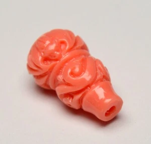 ASIAN PINK CORAL CARVED VASE BEAD 1 PCS (COMBINED SHIPPING) - Picture 1 of 5