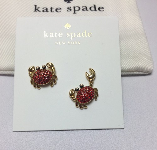 Orecchini a perno Kate Spade New York Shore Thing Pave granchio placcato oro nuovi