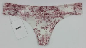 NWT Wolford 69868 "Antoinette" Microfiber Laser Cut Thong, White / Red Print, XS - Picture 1 of 6