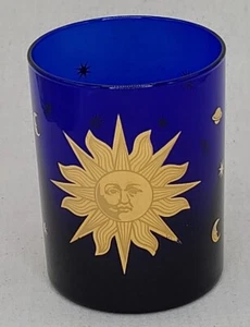 Vintage Culver Sun & Stars Kobaltblau 22K Gold Cocktailglas 4" - Bild 1 von 4