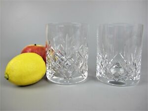 Superb vintage set 2 x Royal Doulton cut crystal glass Tumblers / Glasses. 280ml