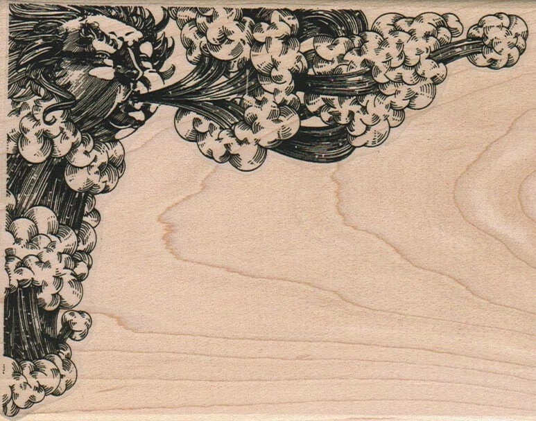 Sello de goma de esquina de viento soplante de 4 1/4 x 5 1/4", sello celeste, sello meteorológico Foto 1 de 1