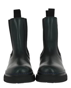 Mens Green Burberry Elasticated Panel Chelsea Leather Boots Size: 12 / 45 NIB - Picture 1 of 7