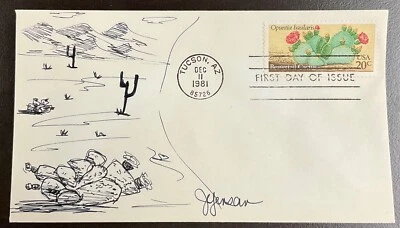 1944 J. Yensan Inked cachet Desert Plants-Beavertail cactus FDC 1981  - Image 1 of 2