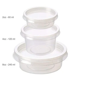 Contenedores redondos de plástico de 2 oz 4 oz 8 oz tinas y tapas transparentes ollas de entrega salsa inmersión - Imagen 1 de 12