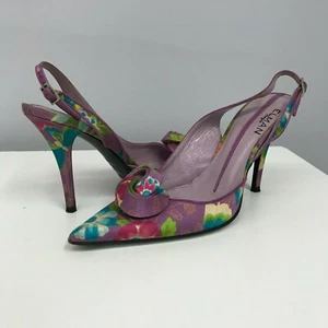 ZAPATOS DE SEDA ELMAN VENEZIA ROSETA FLORAL SEXY CABESTRILLOS HECHOS EN ITALIA 35 1/2 - Imagen 1 de 6