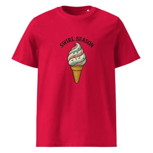 T-Shirt Unisex Bio Rippkragen T-Shirt Ice Cream Cone 8 Farben 8 Größen - Bild 1 von 13