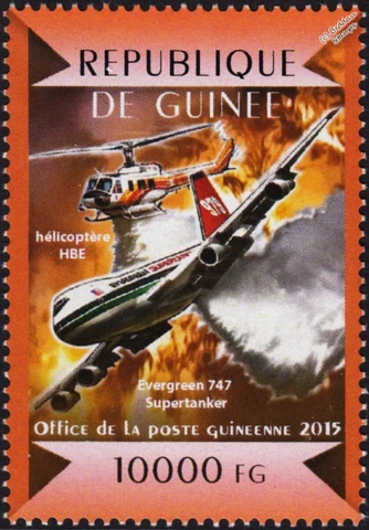 EVERGREEN Boeing 747 Supertanker Firefighting Aircraft & Helicopter Stamp #354 Cover