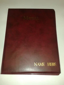 ZWANZIG (20) A4 MENÜORDNER IN BURGUND MIT IHREM GESCHÄFTSNAMEN IN GOLD GEPRÄGT - Bild 1 von 1