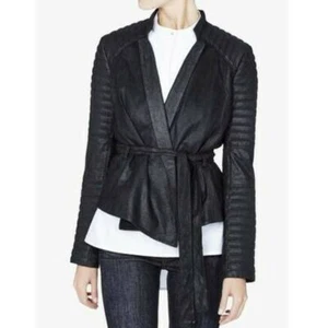 Sass & Bide DONE DAYS METAL MAN Jacke 4 Leder Cardigan offener Quilt metallic - Bild 1 von 12