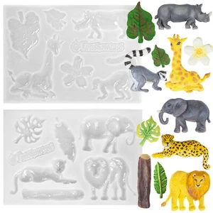 Moldes de silicona fondant polímero arcilla de polímero decoración de pasteles para animales del bosque de la selva - Imagen 1 de 22