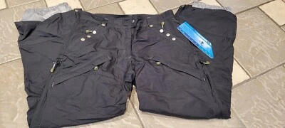 NEW TRESPASS BLACK INSULATED WATERPROOF SNOW PANTS SKI PANTS WOMENS L - Image 1 of 4