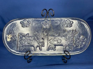 Plato de mantequilla de vidrio prensado Willy Steinlin vintage Olma la vaca suiza años 70 - Imagen 1 de 13