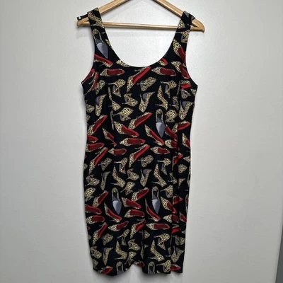 Vintage 90s NICOLE MILLER Leopard Stiletto Novelty Print Mini Dress Silk Size 12 - Image 1 of 4