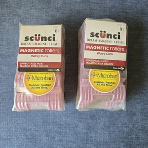 Scunci Pink Magnetic Rollers Wavy Curls Jumbo 8 Per Pack 2 Sets Discontinued - Picture 1 of 3