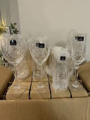 Royal Doulton Daily Mail 24% Lead Crystal Glasses 8-Piece Set Vintage 1970s Rare - Image 1 of 4