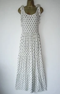 F&F IVORY BLACK PRINT TIERED MAXI SUN DRESS SIZE 16 BNWT TIE SHOULDERS MIDAXI - Picture 1 of 3
