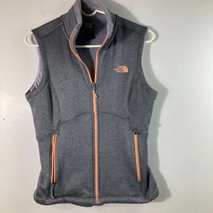 Womens The North Face Zip Fleece Vest Gray Peach M Polyester Elastane Pockets - Picture 1 of 11