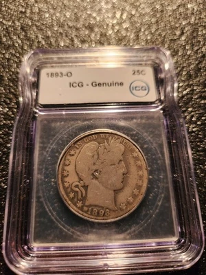 1893 O Barber Half Dollar. In an ICG Genuine Holder. Nice Coin!! - Image 1 of 4