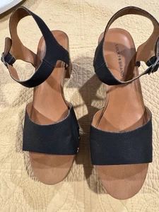 Lucky Brand Sandals Size 8.5 Hashti Black Platform Sandal Block Heel - Worn Once - Picture 1 of 10