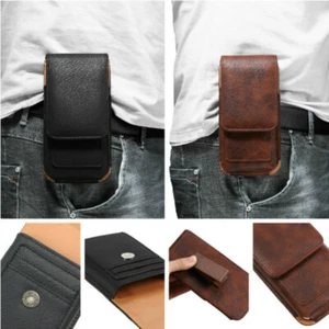 Universal Leather Case for iPhone Phone Pouch Wallet Belt Waist Clip Bag - Picture 1 of 14