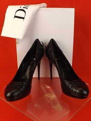 NIB CHRISTIAN DIOR BLACK LEATHER KARENINA RUNWAY PUMPS 39.5 - Image 1 of 4