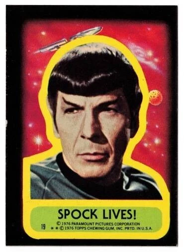 Star Trek 1976 Topps: Sticker #19 Spock Lives! EX/NM - Image 1 of 1
