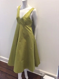 Rochas Paris chartreuse green A-line Dress new sz 44 made In Italy - Picture 1 of 11