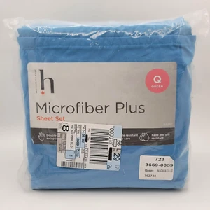 NEW! JCP Microfiber Plus Queen Size 18" Pocket Sheet Set/JC Penney's Light Blue - Bild 1 von 7