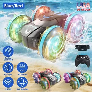 Amphibious Remote Control Car 4WD Gesture RC Car with RGB LED Lights Pool Toys - Picture 1 of 22