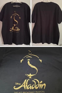 Disney Aladdin The Hit Broadway Musical Gold Print T-shirt Size XXL Black - Picture 1 of 14