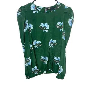 Maje green silk blouse puff sleeve lightweight classic size 1 d - Picture 1 of 6