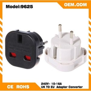 UK Travel Plug 3-Pin To EU European Euro Europe 2-Pin Socket Converter Adapter