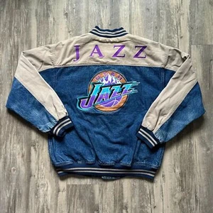 Vintage NBA Utah Jazz Lee Sport Denim Canvas Jacket Size Large - Bild 1 von 5