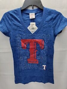 MLB Texas Rangers Women Short Sleeve V-Neck Burnout Graphic Tee Choose Your Size