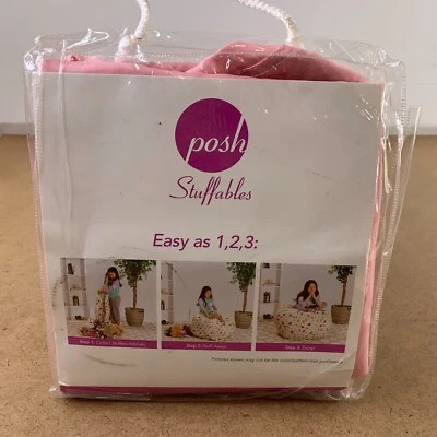 Posh Stuffable Kids Pink Stuffed Animal Storage Bean Bag Chair Cover NWT - Image 1 of 4