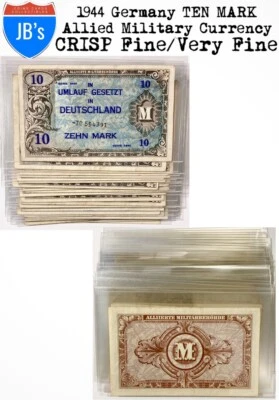 1944 WWII Allied Military Currency GERMANY 10 MARK NOTE World War II (F/VF) - Image 1 of 4