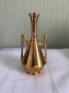 Vintage Elynor Vase Gold Gilded Floral Made in USA Mid 20th Century - Picture 1 of 6
