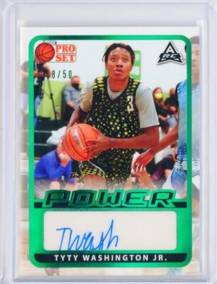 2021-22 Leaf Power Pro Set TYTY WASHINGTON JR. Green AUTO Autograph RC 8/50 - Image 1 of 2