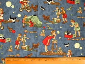 Moda Baby Boomers Quilt Fabric BTY Retro Kids Children Playing Dick Jane - Picture 1 of 6