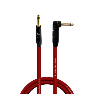 1/4" TS Male to Right Angle Unbalanced Mono Cable - Custom Length, Color  Cord - Image 1 of 4