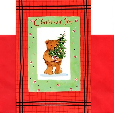 Feliz Navidad Alegría Oso de Peluche Marrón y Árbol Festivo Tarjetas de Felicitación - Juego de 15 Foto 1 de 3