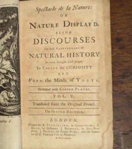 1749 HC Spectacle de la Nature Displayed Vol. 5 Illustrated Copper Plates London - Picture 1 of 8