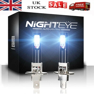 NIGHTEYE H1 160W LED Fog Light Bulbs Car Driving LED Lamps 6000K White UK Pair - Image 1 of 4