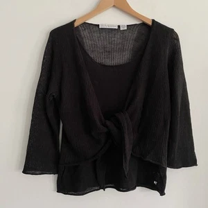 Marisa Christina Linen Sweater Womens Medium With Tie See Through Lightweight - Picture 1 of 14