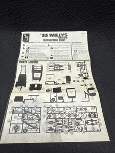 AMT ‘33 Willys Coupe Instructions Original Manual 2402 Gasser Hot Rod Custom - Picture 1 of 3