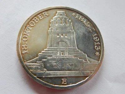 DEUTSCHES REICH SACHSEN 3 MARK 1913 VÖLKERSCHLACHT SILBER 16,66 GRAMM - Bild 1 von 2